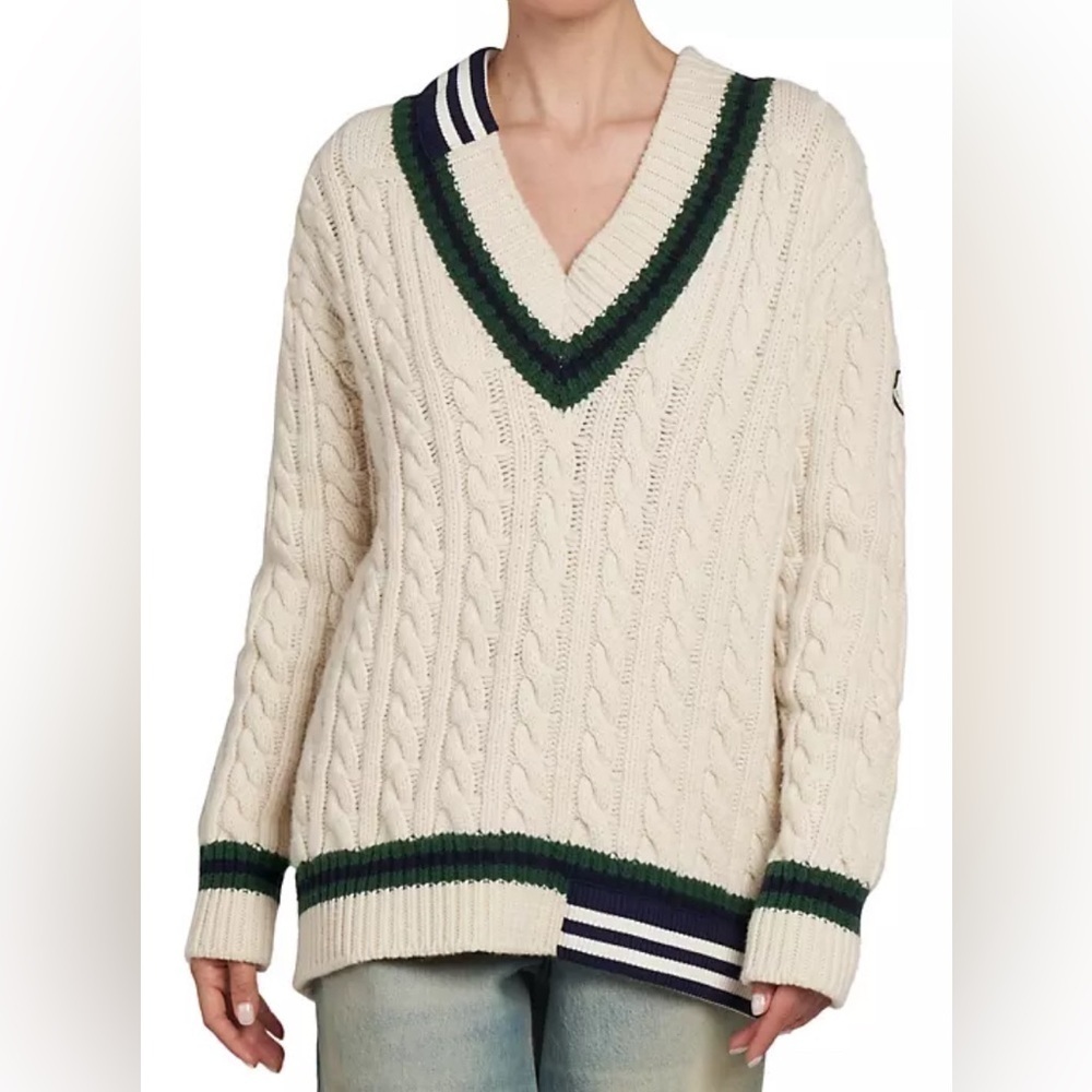 Moncler X Palm Angels collab unisex v neck crew wool sweater NWT